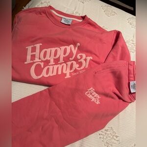 Happy Camper Sweatsuit, Medium Top Small Bottom, Worn Once